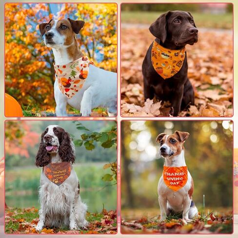 KOOLTAIL Dog Halloween Bandana 2 Pack - Holiday Dog Bandanas Adjustable Soft Dog Scarf Pet Triangle Bib with Festival Element, Dog Halloween Thanksgiving Christmas Bandanas for Small Medium Large Dogs in Kuwait