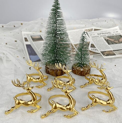 الذهب ورقة منديل خواتم مجموعة من 8 عيد الشكر عيد الميلاد منديل خواتم حامل Tangcii المعادن بسيطة عطلة منديل الدائري السائبة لعيد الميلاد عشاء طاولة الطعام المناديل الزينة in Kuwait