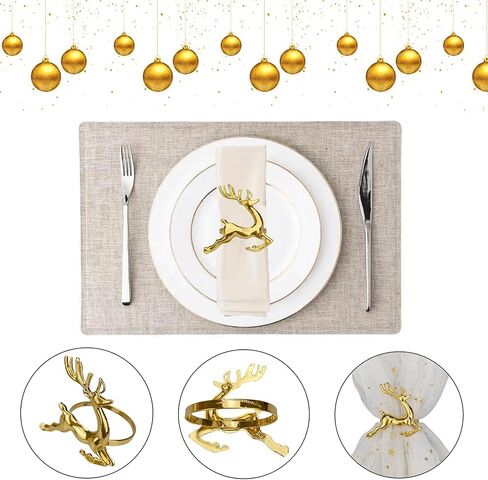 الذهب ورقة منديل خواتم مجموعة من 8 عيد الشكر عيد الميلاد منديل خواتم حامل Tangcii المعادن بسيطة عطلة منديل الدائري السائبة لعيد الميلاد عشاء طاولة الطعام المناديل الزينة in Kuwait