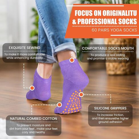 Liitrsh 100 Pairs Non Slip Yoga Socks with Grips Anti Skid Pilates and Barre Socks for Man Woman Pilates Ballet in Kuwait