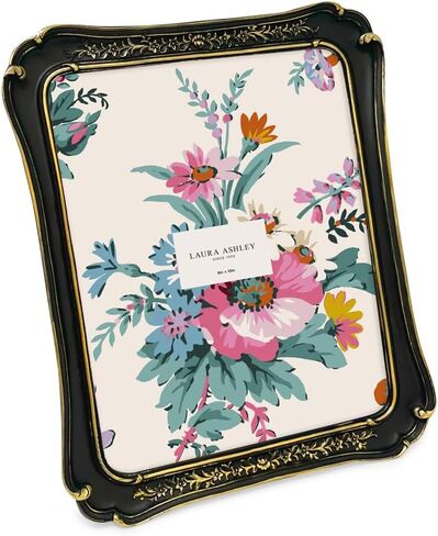 Laura Ashley (8x10 Vintage-Inspired Simple Ornate Picture Frame, Horizontal & Vertical for Tabletop and Wall Display, Home Décor, Floral, Resin Frame (8x10, Black) in Saudi Arabia