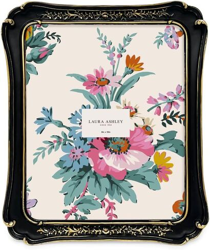 Laura Ashley (8x10 Vintage-Inspired Simple Ornate Picture Frame, Horizontal & Vertical for Tabletop and Wall Display, Home Décor, Floral, Resin Frame (8x10, Black) in Saudi Arabia