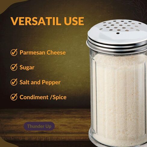 Thunder Up Parmesan Cheese Shaker 12 Oz, Cheese Shaker Plastic, Grated Cheese Shaker for Pizza, Parm Cheese Shaker, Spice Shakers with Holes and Lids, Pepper Shaker, Spice Shaker (Pack of 2) in Saudi Arabia