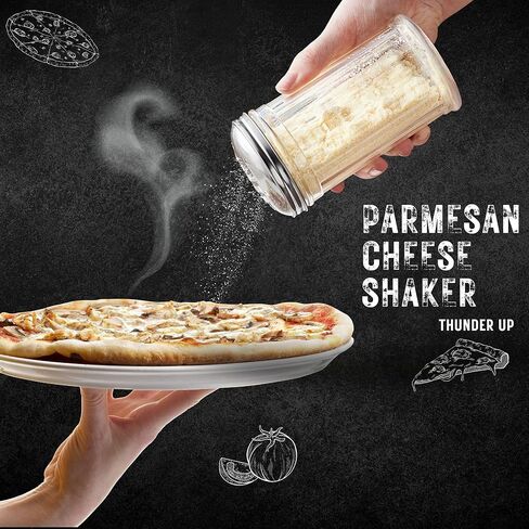 Thunder Up Parmesan Cheese Shaker 12 Oz, Cheese Shaker Plastic, Grated Cheese Shaker for Pizza, Parm Cheese Shaker, Spice Shakers with Holes and Lids, Pepper Shaker, Spice Shaker (Pack of 2) in Saudi Arabia
