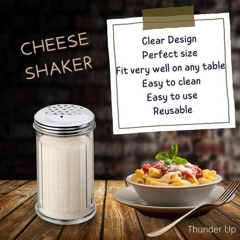 Thunder Up Parmesan Cheese Shaker 12 Oz, Cheese Shaker Plastic, Grated Cheese Shaker for Pizza, Parm Cheese Shaker, Spice Shakers with Holes and Lids, Pepper Shaker, Spice Shaker (Pack of 2) in Saudi Arabia
