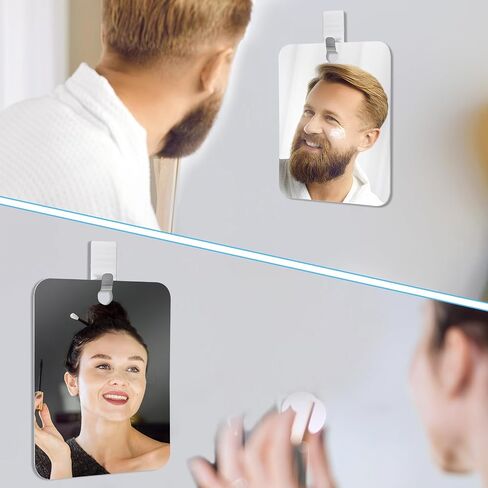Shaving Mirror Shatterproof Acrylic Wall Hanging Mirrors Unbreakable Handheld Makeup Mirror Portable Bathroom Mirror with Hole for Shower Outdoor Camping Women Men Shave in Saudi Arabia