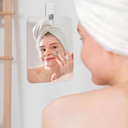 Shaving Mirror Shatterproof Acrylic Wall Hanging Mirrors Unbreakable Handheld Makeup Mirror Portable Bathroom Mirror with Hole for Shower Outdoor Camping Women Men Shave in Saudi Arabia