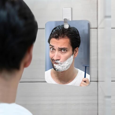 Shaving Mirror Shatterproof Acrylic Wall Hanging Mirrors Unbreakable Handheld Makeup Mirror Portable Bathroom Mirror with Hole for Shower Outdoor Camping Women Men Shave in Saudi Arabia