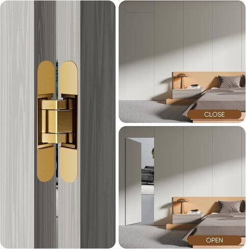6inch Hidden Door Hinges(2Pcs)- 3 Way Adjustable Invisible Door Hinges,180 Degree Swing Heavy Duty Concealed Hinges (Load-Bearing Up to 88Lbs) (Black) in Saudi Arabia