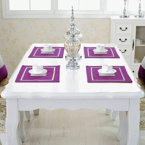 HeMiaor Set of 6 Table Mats Purple Luxurious Non-Slip Velvet Placemats for Dinner Table, 12x16-Inch(30x40cm) in Kuwait
