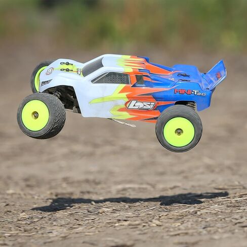 Losi 1/18 Mini-T 2.0 2 عجلة قيادة استاد RC شاحنة مصقولة جاهزة للتشغيل شاحن استقبال البطارية وجهاز الإرسال متضمن أحمر/أبيض LOS01015T1 in Kuwait