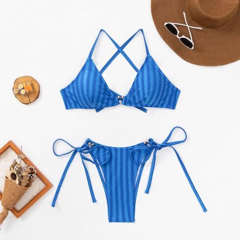 Bikini Sets for Women Tie Bikini Sexy Two Piece Bathing Suit Triangle String Swimsuit in Saudi Arabia