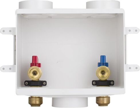 صندوق مخرج الغسالة، وصلة مدخل قابلة للدفع 1/2 بوصة، وصلة ذكر لمخرج MHT 3/4 بوصة، صندوق PEX مع تصريف مركزي، صندوق غسيل مع صمامات كروية 1/4 دورة in Kuwait