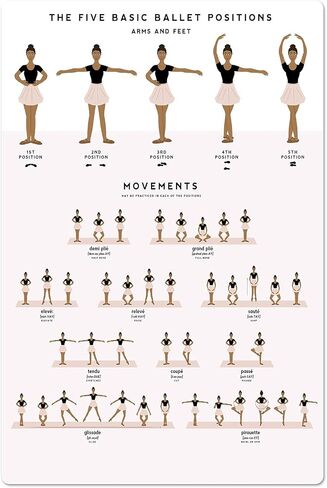Ballet Knowledge Posters Basic Ballet Movements Metal Signs Room Decor Retro Plaque Club School Home Wall Decor 8x12 Inches, 8 in x 12 in in Saudi Arabia