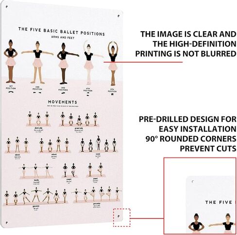 Ballet Knowledge Posters Basic Ballet Movements Metal Signs Room Decor Retro Plaque Club School Home Wall Decor 8x12 Inches, 8 in x 12 in in Saudi Arabia
