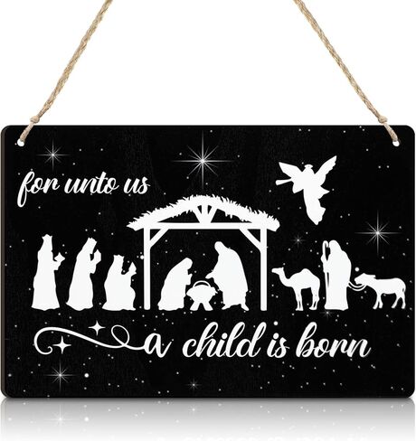 عيد الميلاد يسوع الخشب علامة بالنسبة لنا ولد طفل المهد باب الزينة الخشبية ريفي عيد الميلاد باب شماعات يسوع جدار ديكور المسيحي يسوع الخشب الجدار شنقا ديكور للباب الأمامي في الهواء الطلق in Kuwait