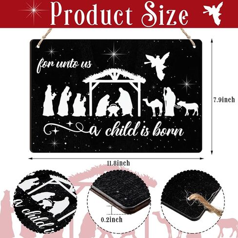 عيد الميلاد يسوع الخشب علامة بالنسبة لنا ولد طفل المهد باب الزينة الخشبية ريفي عيد الميلاد باب شماعات يسوع جدار ديكور المسيحي يسوع الخشب الجدار شنقا ديكور للباب الأمامي في الهواء الطلق in Kuwait