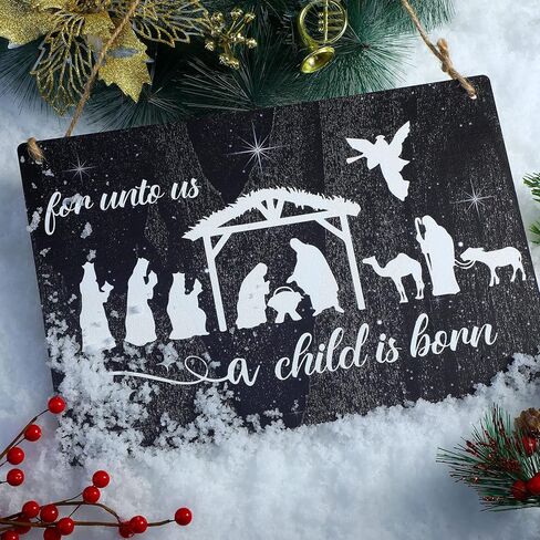 عيد الميلاد يسوع الخشب علامة بالنسبة لنا ولد طفل المهد باب الزينة الخشبية ريفي عيد الميلاد باب شماعات يسوع جدار ديكور المسيحي يسوع الخشب الجدار شنقا ديكور للباب الأمامي في الهواء الطلق in Kuwait