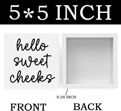 Hello Sweet Cheeks Bathroom Decor, Bathroom Signs Decor, Black and White Bathroom Decor, Funny Bathroom Decor, Bathroom Decor for Shelves, Wooden Box Decor Sign for Home Farmhouse Living Room Table in Saudi Arabia