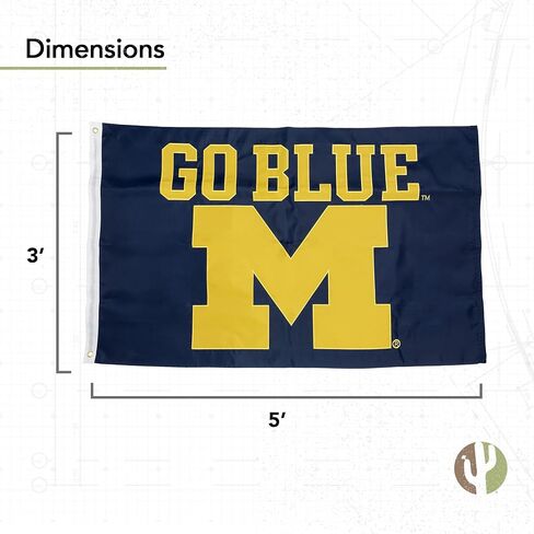 لافتات علم جامعة صبار الصحراء في ميشيغان ولفرينز UM U of M 100% نايلون للاستخدام الداخلي والخارجي 3 × 5 أقدام (مطرزة A) in Saudi Arabia