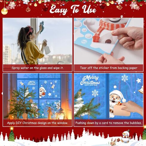 Christmas Window Clings, Gocheden 146PCS Christmas Snowflake Window Clings Stickers for Glass, 3D Xmas Window Stickers for Christmas Decorations, Winter Window Clings, Christmas Window Decorations in Saudi Arabia