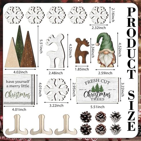 20 Pcs Neutral Christmas Tiered Tray Decor Gingerbread Wood Sign Rustic Christmas Table Decorations Mini Block Signs for Xmas Winter Kitchen Home Table Centerpiece(Stylish Style) in Saudi Arabia