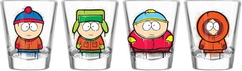 Silver Buffalo SpongeBob SquarePants Poses Floral Krabby Patty 4-Pack Mini Glass Set, 1.5 Ounces in Saudi Arabia