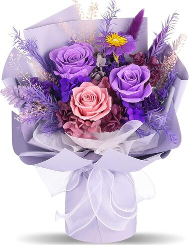 VAIPI Flowers for Delivery Prime, Preserved Flowers Bouquets, Real Purple Forever Roses Bouquet That Last Up to 1-3 Years, for Women,Valentines Day, Mothers Day, Birthday Gift for Her in Kuwait
