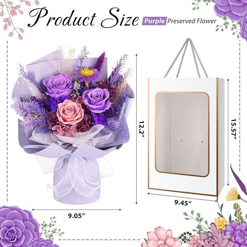 VAIPI Flowers for Delivery Prime, Preserved Flowers Bouquets, Real Purple Forever Roses Bouquet That Last Up to 1-3 Years, for Women,Valentines Day, Mothers Day, Birthday Gift for Her in Kuwait