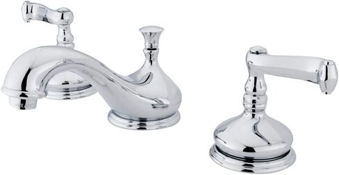 Kingston Brass KS1162FL Royale صنبور مرحاض واسع الانتشار، نحاس مصقول، مركز قابل للتعديل مقاس 8 بوصات in Saudi Arabia