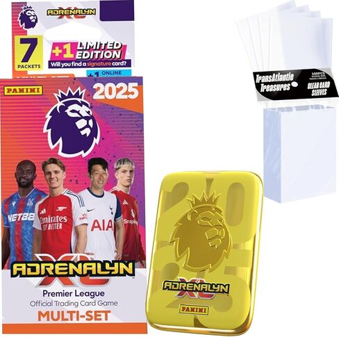 Panini Adrenalyn XL Premier League Soccer Trading Cards 2024-2025 Multiset Plus Random Pocket Tin & 100 Card Protectors in Kuwait