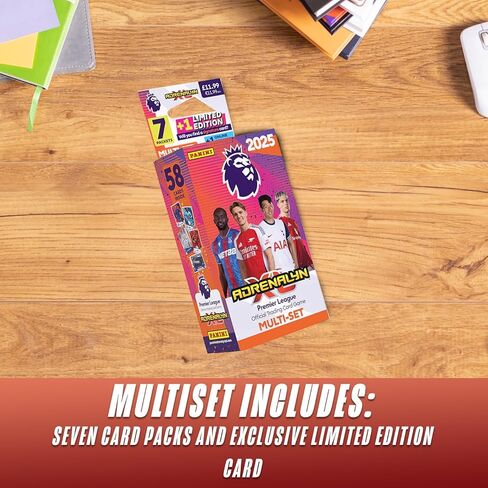 Panini Adrenalyn XL Premier League Soccer Trading Cards 2024-2025 Multiset Plus Random Pocket Tin & 100 Card Protectors in Kuwait