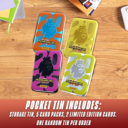 Panini Adrenalyn XL Premier League Soccer Trading Cards 2024-2025 Multiset Plus Random Pocket Tin & 100 Card Protectors in Kuwait