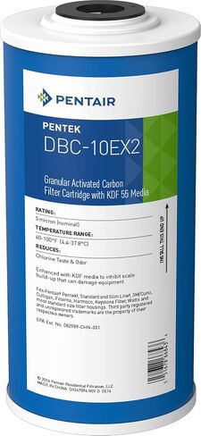 Pentair Pentek DBC-10EX2 Carbon Water Filter, 10-Inch, Whole House Heavy Duty Granular Activated Coconut Shell Carbon Cartridge with KDF 55 Media, 10" x 4.5", 5 Micron in Saudi Arabia