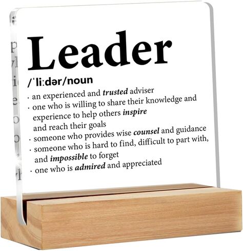 Leader Gifts for Women Men, Leadership Present,Thank You Gifts for Leader, Leader Definition Clear Acrylic Desk Decorative Sign for Home Office, 4 x 4 Inches in Saudi Arabia