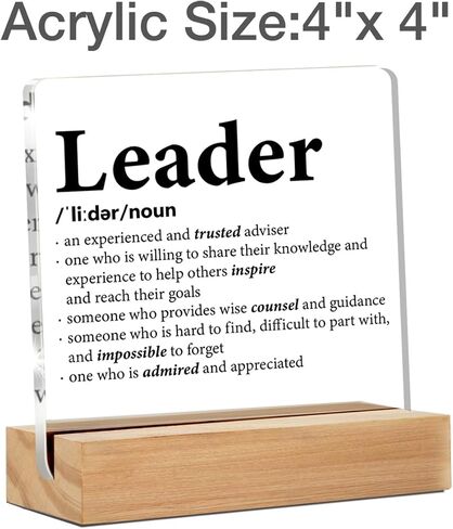 Leader Gifts for Women Men, Leadership Present,Thank You Gifts for Leader, Leader Definition Clear Acrylic Desk Decorative Sign for Home Office, 4 x 4 Inches in Saudi Arabia