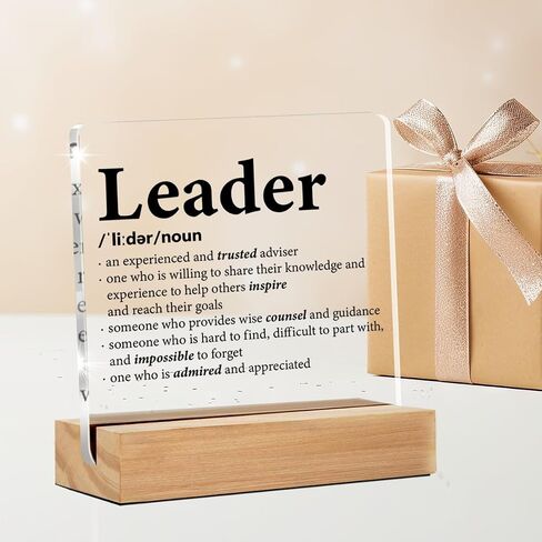 Leader Gifts for Women Men, Leadership Present,Thank You Gifts for Leader, Leader Definition Clear Acrylic Desk Decorative Sign for Home Office, 4 x 4 Inches in Saudi Arabia