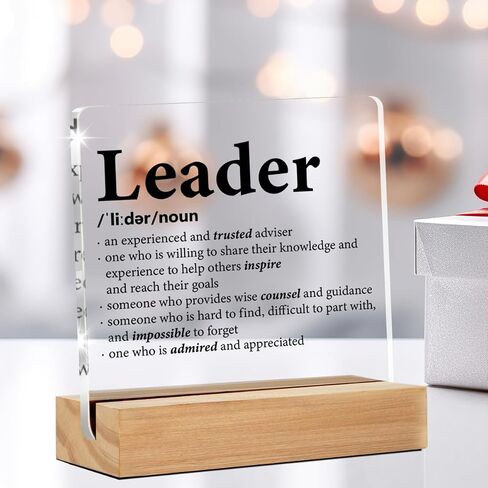 Leader Gifts for Women Men, Leadership Present,Thank You Gifts for Leader, Leader Definition Clear Acrylic Desk Decorative Sign for Home Office, 4 x 4 Inches in Saudi Arabia
