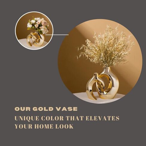 VCS 2 Set Off White Ceramic Flower Vase, Nordic Minimal Unique Abstract Classy Vase, Luxury Trendy Modern Pampas Grass Vase Perfect for Farmhouse, Home Decor, Living, Bedroom, Coffee Tables, Gifts in Saudi Arabia