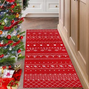 سجادة عداء عيد الميلاد مقاس 2 × 6 أقدام، سجاد مطبخ عيد الميلاد مع ندفة الثلج، ديكور عيد الميلاد غير قابل للانزلاق وقابل للغسل في منطقة السجاد لغرفة النوم، وغرفة المعيشة، والممر، والشرفة، والمطبخ in Kuwait