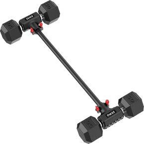 Dumbbell Converter by SEWD – Turn Dumbbells into Barbell Set – Adjustable Weights & Up to 220LB Capacity Barbell for Home Gym Full Body Workouts – Red