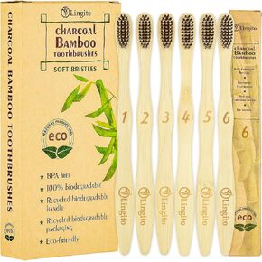 Lingito Natural Bamboo Toothbrushes, BPA Free Soft Bristles, Nature-Friendly, Natural, Organic & Vegan Toothbrush Pack, Individually Packaged (Natural Child Bamboo Toothbrushes)