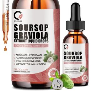 Soursop Graviola Liquid Drops - 1000 mg Soursop Extract Plus 300 mg Sea Moss, Soursop Bitters Liquid for Cell Regeneration, Immune Boost, Relax, Antioxidant, Energy - 2 Fl Oz