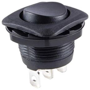 NTE Electronics 54-548 Round Hole Rocker Switch Without Legend, SPDT Circuit, (ON)-Off-(ON) Action, Nylon Actuator, 0.185" Quick Connect Terminals, 16 Amp, 125V