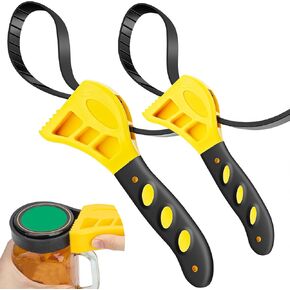 Strap Wrench, 2 Pieces Oil Filter Wrench Set, Adjustable Rubber Strap Wrench Upgrade Use as Jar Opener, Pipe Wrench, Plumber Tools
