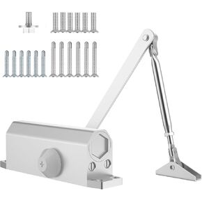 Door Closer, Automatic Door Closer Commercial, Hydraulic 3 Spring Door Closers for Home & Light Commercial Door Weights 132~187 Lb, Silver Aluminum