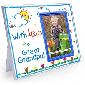 Picture Frame for Great Grandpa | with Love to Great Grandpa | Classic Crayola Cute Picture Frame | Measures 8.25 x 7 inches | Holds a 3.5 x 5 inch Photo | Easy to Mail