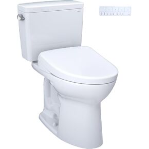 TOTO Drake WASHLET - Two-Piece Elongated 1.6 GPF Universal Height TORNADO FLUSH Toilet and S7A Contemporary Bidet Seatwith Auto Flush, Cotton White - MW7764736CSFGA#01