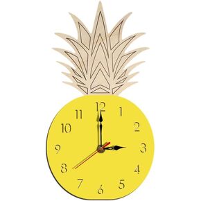 Garneck Novelty Wall Clock - Pineapple Wooden Craft Clock - Cute Cartoon Fruit Pineapple Silent Wall Clock for Home Kitchen, Kids' Room, Nursery in Kuwait