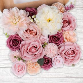 Christmas Artificial Flowers Box Set Tree Flowers with Stems for DIY Christmas Tree Wreaths Swags Fake Floral Arrangements for Centerpiece Table Indoor Outdoor Home Decor (Green)